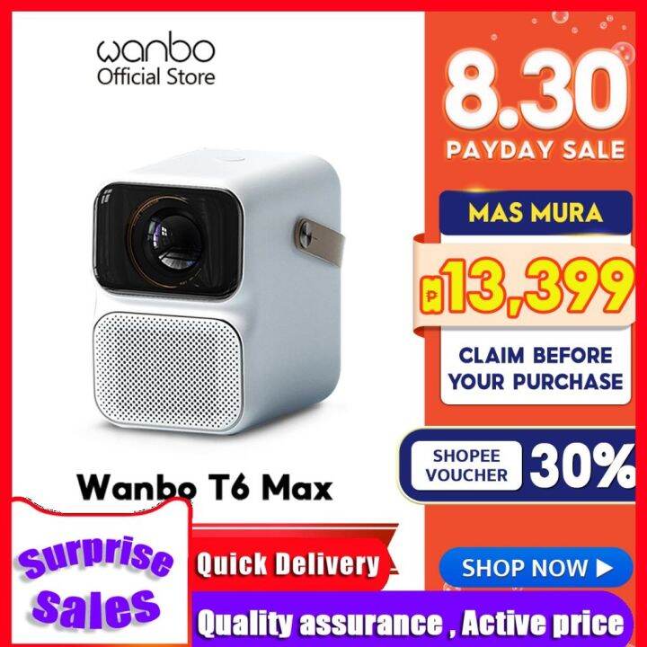 2023 New Wanbo T6 Max 1080P 4K Decode AutoFocus Projector Portable Android 9.0 Remote Voice