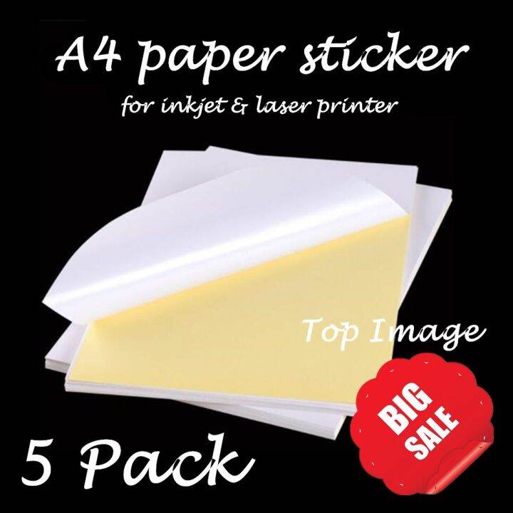 5 pack Printable Label Sticker Paper A4 Matte Glossy yellow back for ...