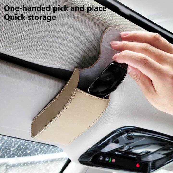 convenient-car-glasses-case-faux-leather-sunglasses-holder-solid-color-woman-man-sun-visor-glasses-case-storage-case