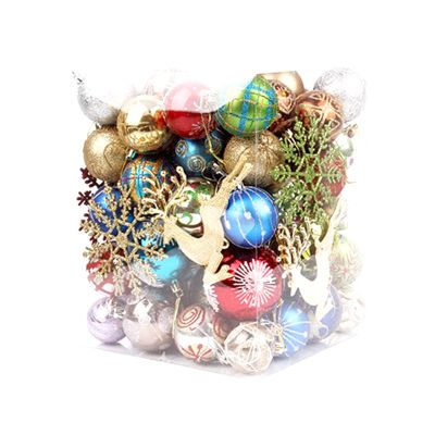 Christmas Decorations 60-70 Buckets of Plastic Shiny Matte Christmas Balls Many Packages of Christmas Tree Pendants