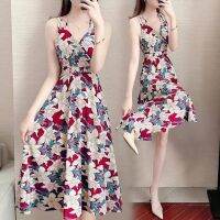 COD DSTGRTYTRUYUY Hot-Selling Floral Sling Dress Women Summer 2023 New Style Classy Slimmer Look Slim-Fit Sexy Beach Long