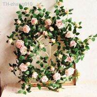 Multi Headed Artificial Flowers Rose Plants Vine Hanging Silk Garland Green Plant Home Garden Wall Fence Wedding Birthday Decor