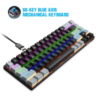 Newest Gaming Mechanical Keyboard 68 Keys Game Anti-ghosting Switch Dual-color RGB Backlit Wired Keyboard For Laptop PC Computer