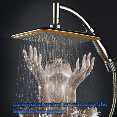 RecabLeght 9 Inch Rotate 360 Degree Bathroom Rainfall Shower Head ABS Water Saving Shower Extension Arm Hand Held Shower Head Showerheads