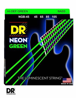 DR Strings NGB-45 สายกีตาร์เบส 4 สาย แบบเคลือบ สีเขียวเรืองแสง (Medium, 45/105) ** Made in U.S.A.**