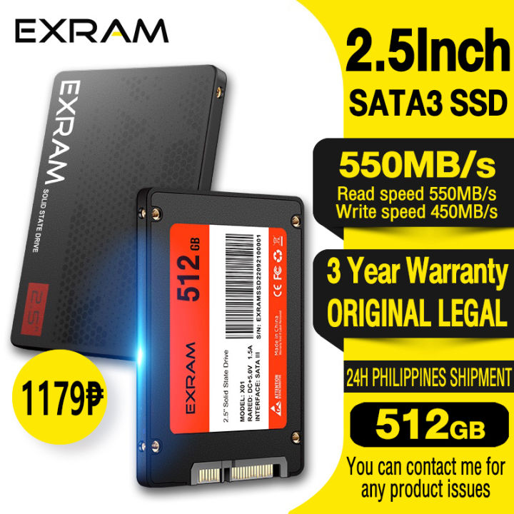 Pas på Cataract Udvikle EXRAM 512GB SSD Hard Drive SATA3 Internal SSD Solid State Drive for Desktop  Notebook Laptop Intel AMD PC Windows with 3 Years Warranty | Lazada PH