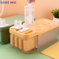 2In1 Ice Cube Tray with Storage Box Plastic Ice Cream Mold Handmade Dessert Popsicle Mold for Freezer Fruit Ice Cube Maker
