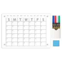 Magnetic Dry Erase Board 17x12inch Acrylic Clear Dry Erase Calendar for Refrigerator Magnetic Note Board Includes 4 Colors Markers Eraser for Office Home Company amicable
