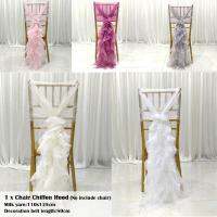 Chiffon Hoods with Ruffles Chair Cover Milk Yarn Hotel Wedding Banquet Chair Decor Wedding Special Events 5 Colours