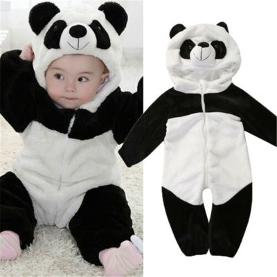 Baju Tidur Bayi Baru Lahir 0-36 Bulan, Jumpsuit Musim Dingin Hangat, Romper Bertudung Hewan Panda Keseluruhan,Bayyama Laki-Laki Perempuan