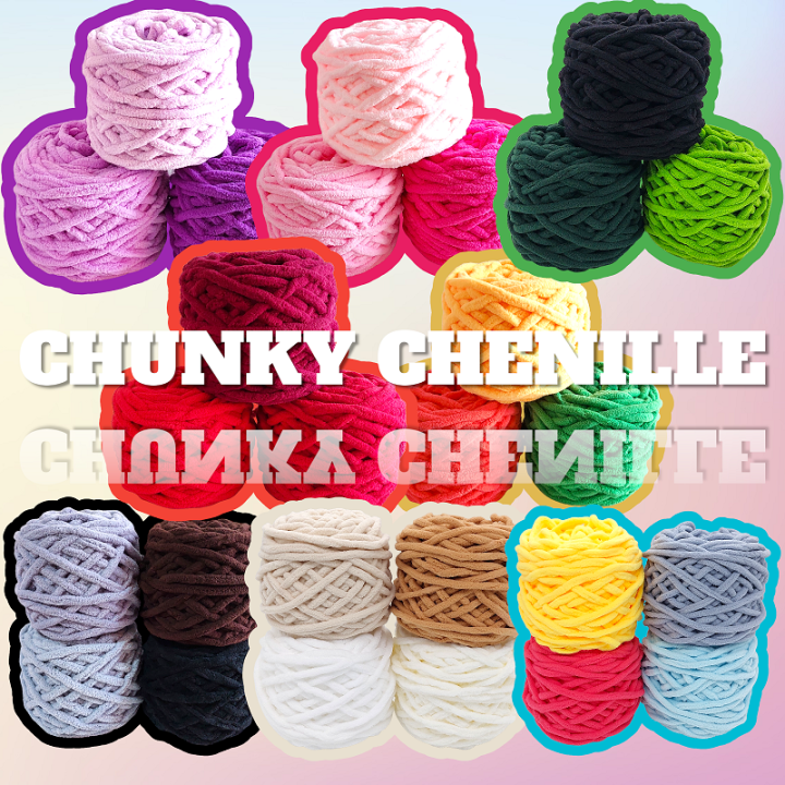 CHUNKY CHENILLE YARN SOLID COLOR Lazada PH