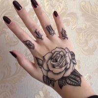 One English alphabet flower rose tattoo sticker on arm chest  size 12-19cm Stickers