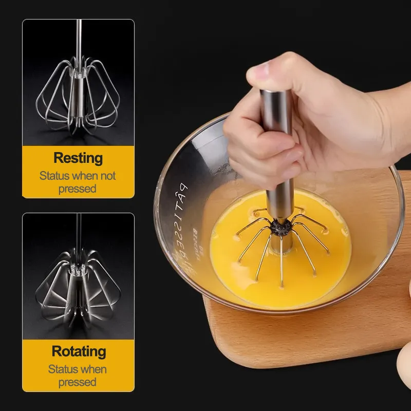 Semi Automatic Egg Whisk Hand Mixer Self Turning Egg Stirrer Manual  Portable Egg Beater Cream Stirring Mixer Kitchen Accessories