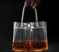 Clear Tote Waterproof Bag PVC Transparent Leak-proof Storage Bag Plastic Shoulder Handbag Gift Bag Environmentally Travel Storage Bag Shoes Bags Home Use Shopping Bag Cosmetic Bag