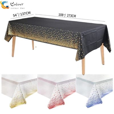 【CW】✘☍  Gold Dot Gilded Tablecloth 137x274cm Disposable Table cloth Kids Birthday Supplies Baby Shower Wedding