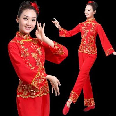 ชุดจีนโบราณชุดคอสเพลย์สิงโตเต้นรำพื้นบ้านสำหรับผู้หญิง Hanfu ผู้หญิงปีใหม่แฟน Yangko มังกรเครื่องแต่งกายแสดงบนเวทีเด็ก
