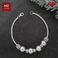 MT สร้อยข้อมือเงินแท้ ลายสี่เสา ประดับเม็ดบีดหรือชาร์ม ข้อมือ 17, 18 ซม. Solid 925 Sterling Silver Bead &amp; Charm Foxtail Bracelet (sb077) MT Jewelry มณีธารา