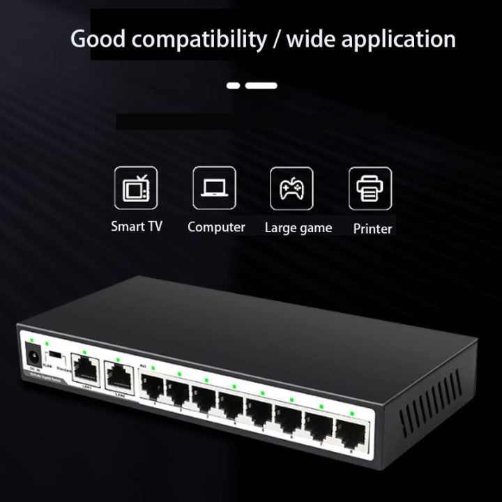 อะแดปเตอร์โหลดเกม10พอร์ต-gigabit-switch-rj45-hub-fast-ethernet-101001000mbps-ethernet-smart-switcher-สวิตช์เครือข่าย-vlan