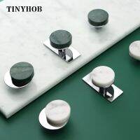 Natural Green Marble/ Brass Furniture Knob with Plate Cupboard Wardrobe Dresser Shoe Box Drawer Cabinet Bright Chrome Handles