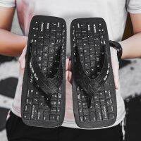 Summer Funny Keyboard Slippers for Men Cool Soft Sole Platform Beach Flip Flop Indoor Outdoor Garden Shoes Men clogs Size 39-44 House Slippers