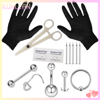 [KUNLIAN] เครื่องมือเจาะร่างกายมืออาชีพชุดหูจมูกสะดือคิ้ว Lip Nose needles set