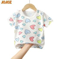 JOJOZ เสื้อผ้าฝ้ายสำหรับเด็กพิมพ์ลายการ์ตูนคอกลม Lengan Pendek Musim Panas สำหรับเด็กหญิงเด็กชาย