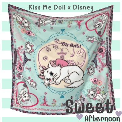 Kiss Me Doll - Disney ลาย Marie Sweet Afternoon (แมวมารี) ขนาด 100x100 cm.ผ้าพันคอ/ผ้าคลุมไหล่