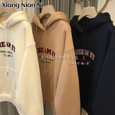 XIANG NIAN NI ผู้หญิงเสื้อพิมพ์เสื้อหลวมสบายๆหนา Hooded ผู้หญิงเสื้อ