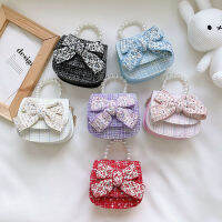 Bowknot กระเป๋าเด็ก2022ฤดูหนาวใหม่กระเป๋าสะพายไหล่แฟชั่นโบว์ Crossbody กระเป๋าน่ารักขนาดเล็กลมหอมกระเป๋าใส่เงินเหรียญของเด็กผู้หญิง0000