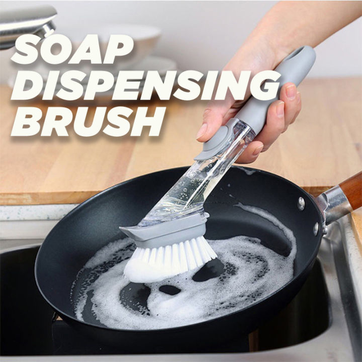 Dish Brush with Soap Dispenser for Dishes Pot Pan Kitchen Sink Scrubbing  for Dish Pot Pan Sink Cleaning