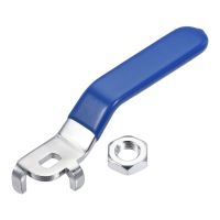 Uxcell 1pcs Lever Handle Iron Chrome Plated Replacement Quarter Turn with Plastic Grip Blue for DN25 Ball Valve Plumbing Valves