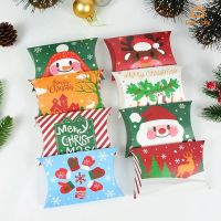 Random Styles Snowman Elk Christmas Element Candy Box/ Creative Pillow Shape Kraft Paper Box/ Xmas New Year Kids Gift Bags