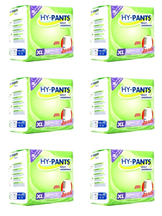 Hypants Adult Underwear Pants Diaper Extra Large 10pcs x 6pack (60pcs
