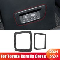 For Toyota Corolla Cross XG10 2021 2022 2023 Car Rear USB Interface Panel Trim Cover Carbon Fiber Sticker Styling Accessories