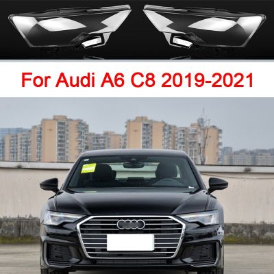 ไฟหน้ารถปกสำหรับ Audi A6 A6L C8 2019-2021ฝาครอบตัวครอบไฟหน้าอัตโนมัติแก้วโปร่งใสเลนส์ Lamphsade