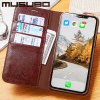 Musubo Genuine Leather Flip Case For iPhone 13 Pro XR Xs Max Luxury Wallet Fitted Cover For iPhone 13 Pro Max 12 Pro Coque Capa Phone Cases