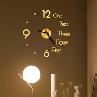 ZZOOI New Letter Number DIY Digital Wall Clock 3D Mirror Surface Sticker Silent Clock Home Office Decor Wall Clock For Bedroom Office