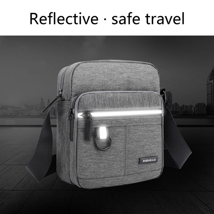 กระเป๋าสะพายข้างผ้าใบมีซิปรูด-กระเป๋าคนส่งเอกสารลำลองกระเป๋ากันน้ำแถบสะท้อนแสงสำหรับเดินทางทำงานทุกวัน
