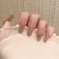 [COD] Transparent Glitter Wearable Sheet Finished False Nails Detachable Sticker