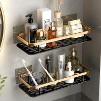 Luxury Bathroom Shelves Without Drilling Rustproof Aluminum Shower Wall Shelf Shampoo Towel Holder Bathroom Organizer Accessorie