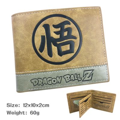 Anime Peripheral Dragon Ball Sun Wukong Turtle Wuzi Two Fold Embossed PU Wallet World King Mens and Womens Anime Wallet