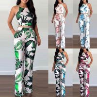 【HOT】☒✚♝ Womens Pants Piece Sets 2023 Fashion Print Female Shoulder Top Pants S-XXXL