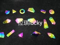 50pcs Top quality Rainbow color acryl sew on rhinestones with holes mix shaped mix sizes acrylic flat back mirror beads