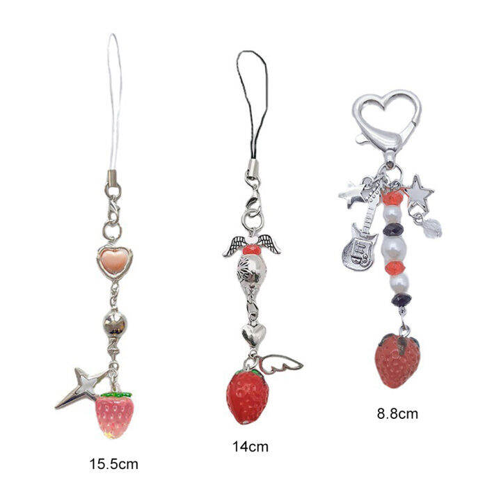 bag-pendant-bag-accessory-lanyard-guitar-pendant-phone-lanyard-strawberry-keychain-mobile-phone-chain