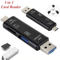 Pembaca Kartu Adaptor 5 In 1 Tipe C OTG TF Pembaca Kartu SD USB Mikro Kartu Memori USB untuk Ponsel Laptop Macbook Samsung Huawei XiaoMi