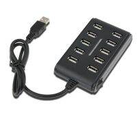 10 Port Hi-Speed USB 2.0 Hub + Power Adapter for PC Laptop Computer mice keyboard External drives use USB HUB 2.0