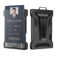 【CW】๑  Carbon Metal Wallet Men Aluminum ID Card Holder Blocking Money Cash Clip Window Badge Minimalist