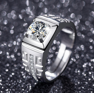 (Minion)แหวนคริสตัลสำหรับผู้ชายแหวนหมั้นแหวนแต่งงานZirconiaเปิดแหวนเครื่องประดับ