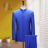 【Ready】? r Zhongsn suit jacket summer suit mens student blue jacket suit nal costume performance