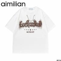 aimilian100 ผ้าฝ้ายแท้ T เสื้อฮิปฮอปแบรนด์แฟชั่นแห่งชาติชายและหญิงแขนสั้นรุ่นใหม่ hiphop ฤดูร้อน ins